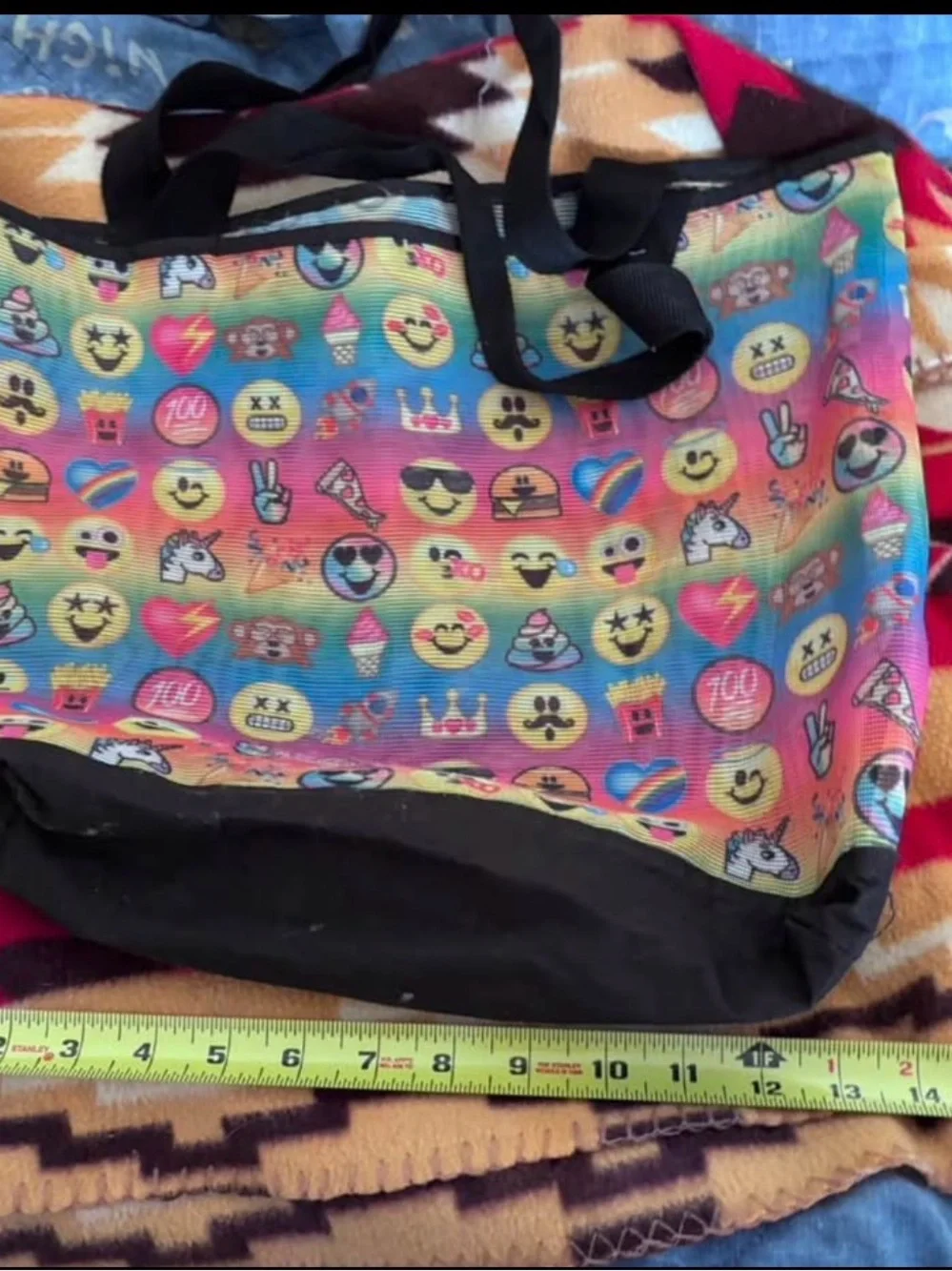 Colorful Emoji Print Tote Bag - Rainbow